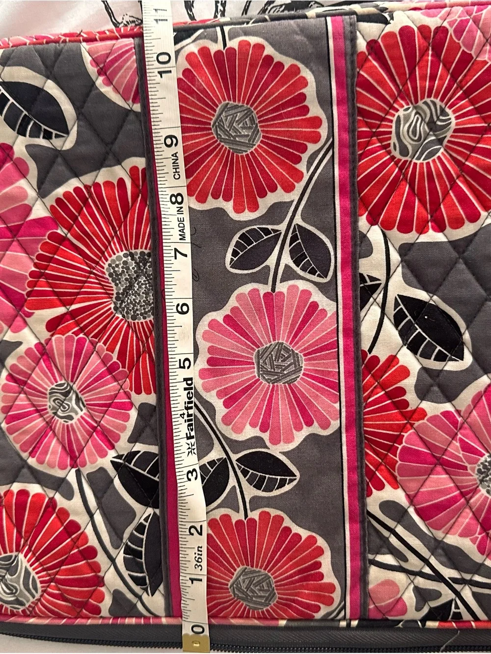 Vera Bradley Floral Quilted Laptop Sleeve in Pink and Gray